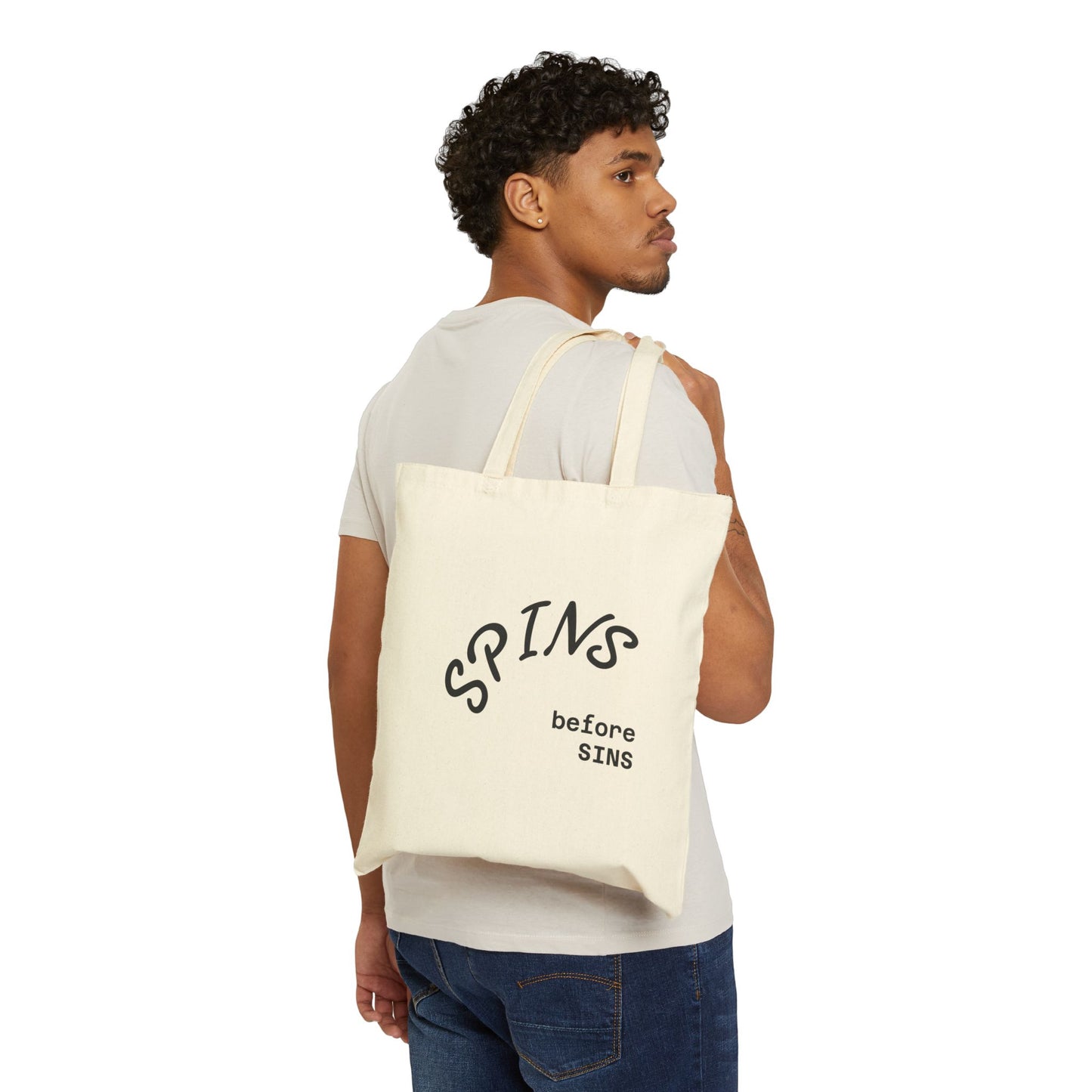 "Spins before Sins" Cotton Canvas Tote Bag