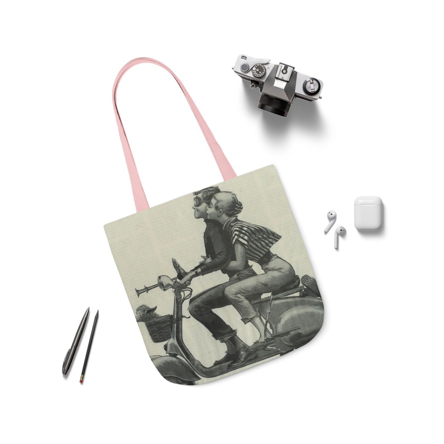Vintage Couple Canvas Tote Bag