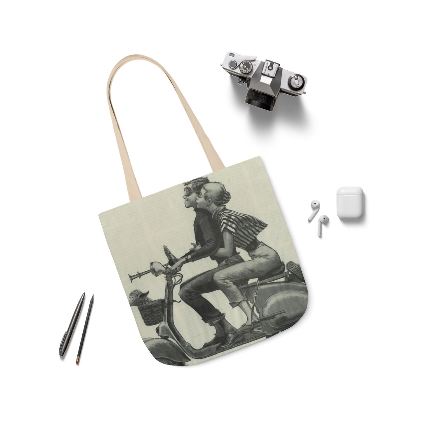 Vintage Couple Canvas Tote Bag