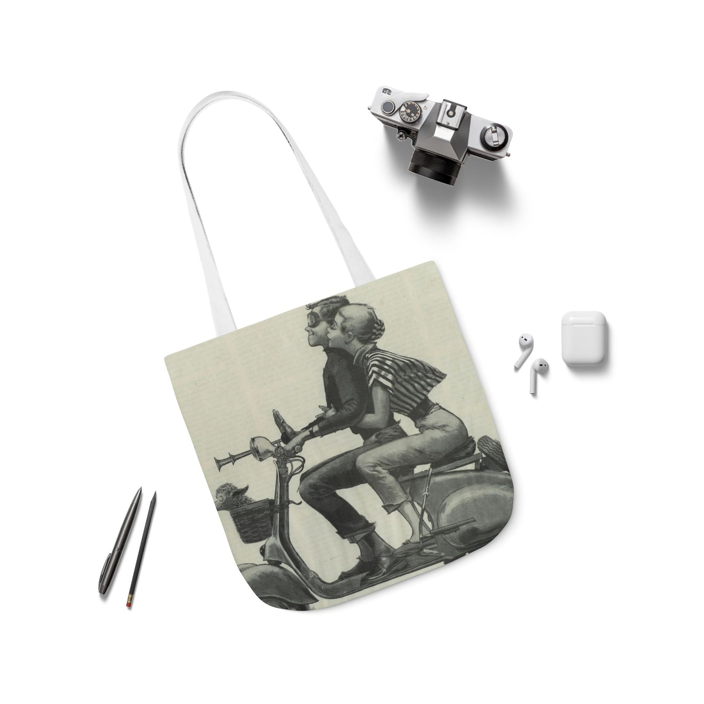 Vintage Couple Canvas Tote Bag