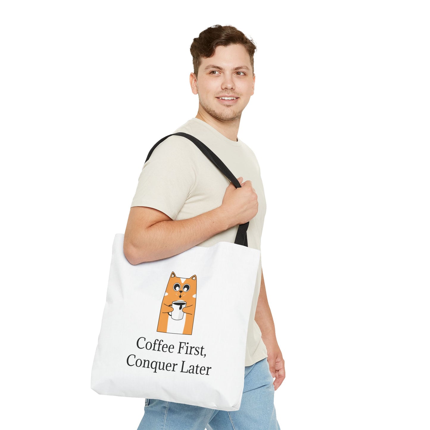 "Coffee First, Conquer Later" Reusable Shopping Tote