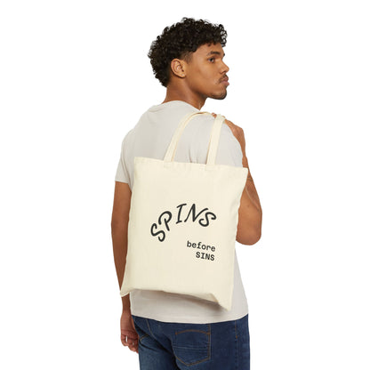 "Spins before Sins" Cotton Canvas Tote Bag