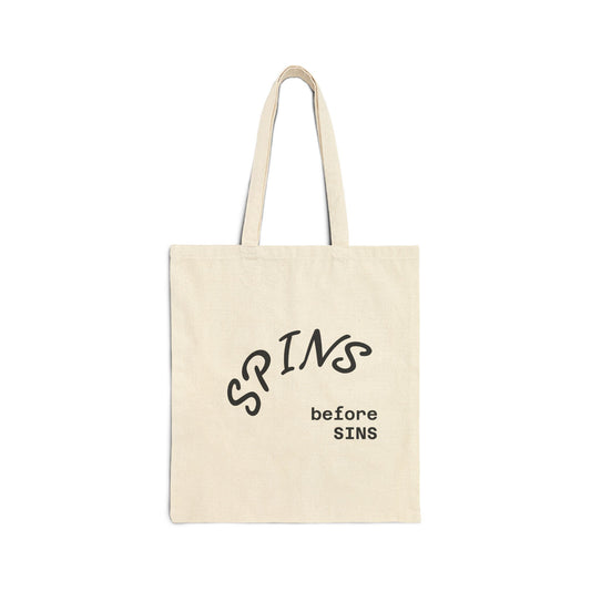 "Spins before Sins" Cotton Canvas Tote Bag