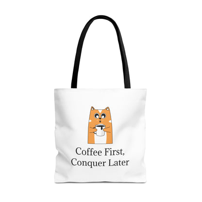"Coffee First, Conquer Later" Reusable Shopping Tote