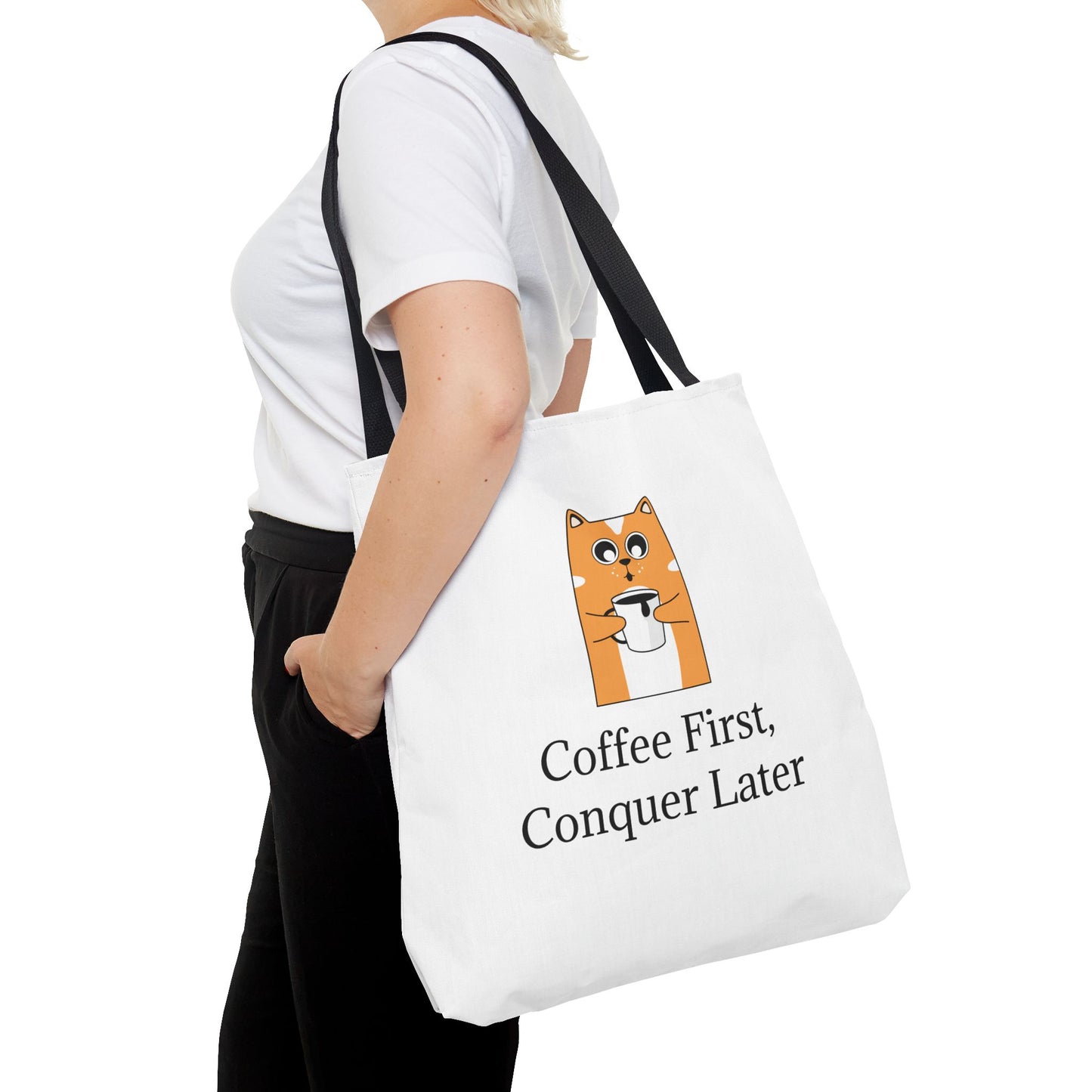 "Coffee First, Conquer Later" Reusable Shopping Tote