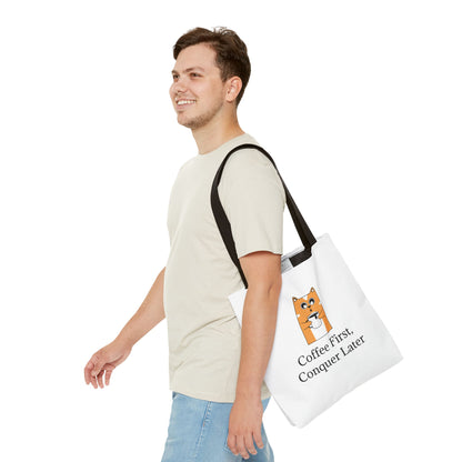 "Coffee First, Conquer Later" Reusable Shopping Tote